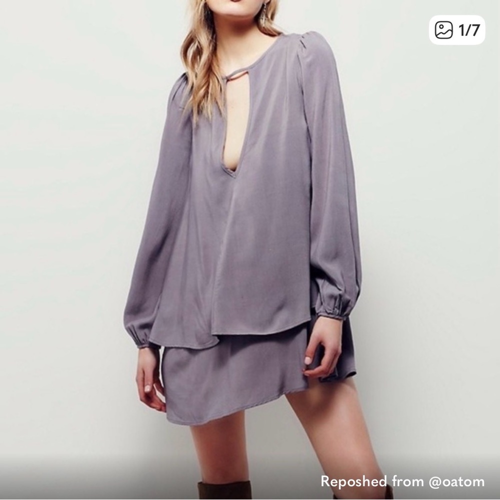 Free People Beck Mini Dress in Slate Grey